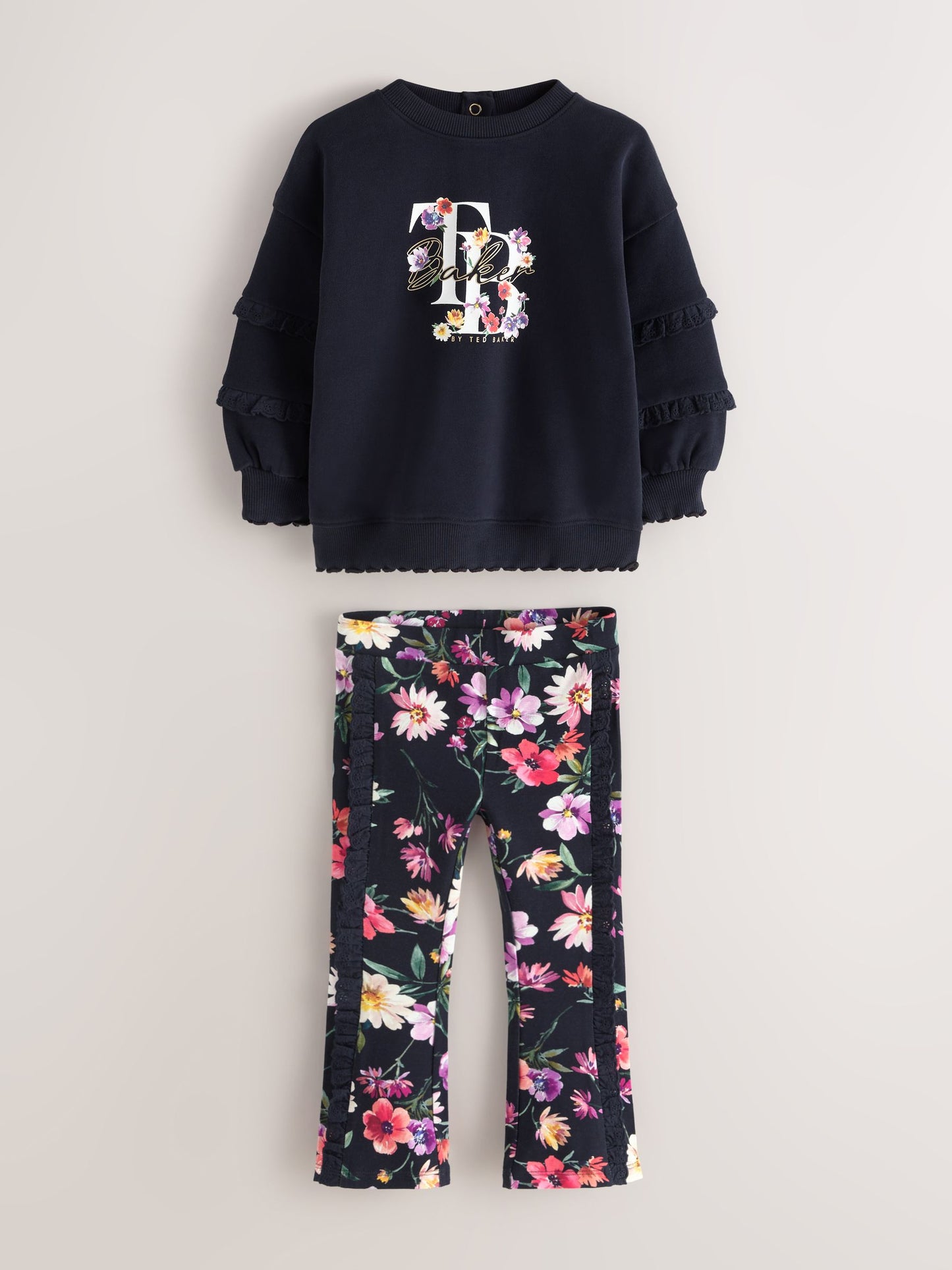 Baker by Ted Baker 2 Piece Sweat Top & Floral Printed Flare Leggings Set image 6