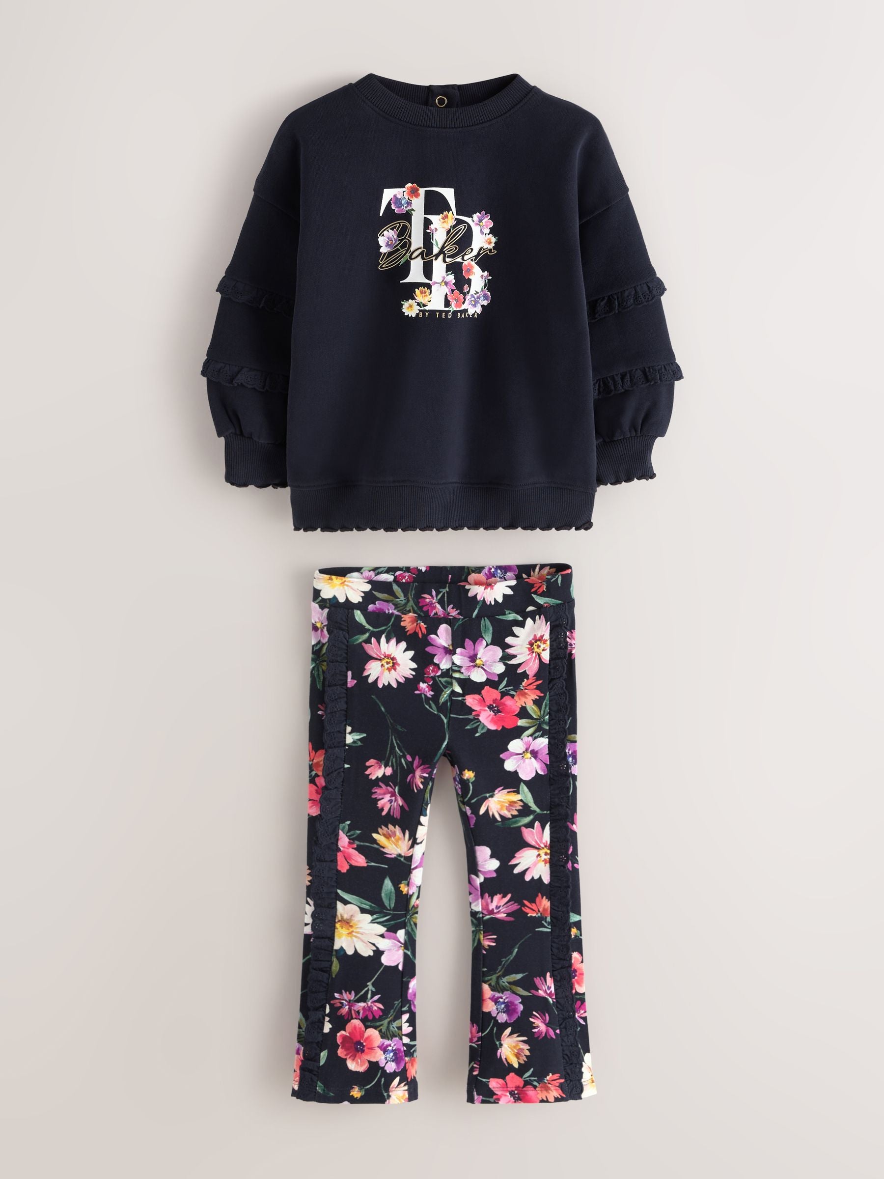 Baker by Ted Baker 2 Piece Sweat Top & Floral Printed Flare Leggings Set image 6