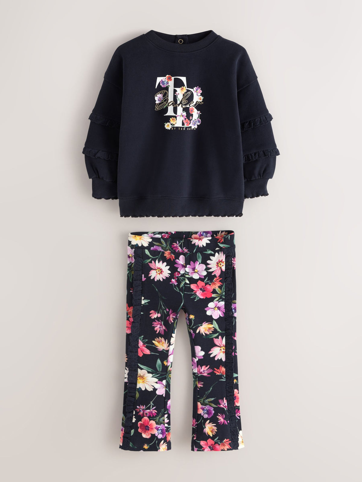 Baker by Ted Baker 2 Piece Sweat Top & Floral Printed Flare Leggings Set image 6