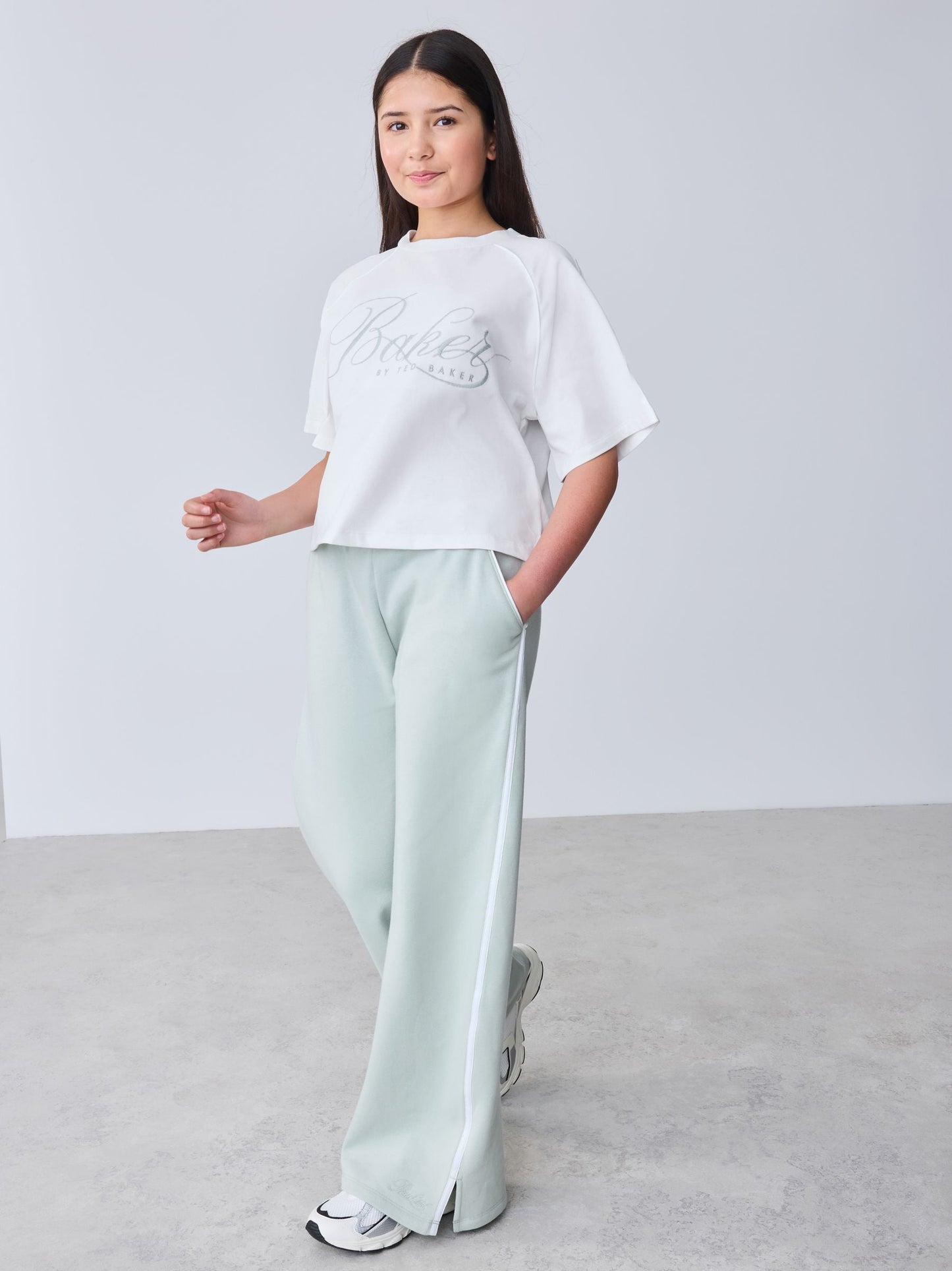 Baker by Ted Baker Green Boxy T-Shirt & Contrast Waistband Trousers Set 2 Piece image 3