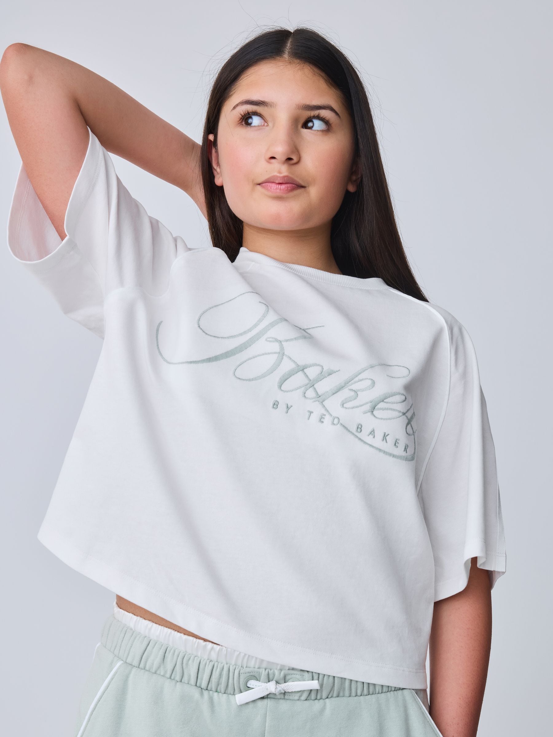 Baker by Ted Baker Green Boxy T-Shirt & Contrast Waistband Trousers Set 2 Piece image 6