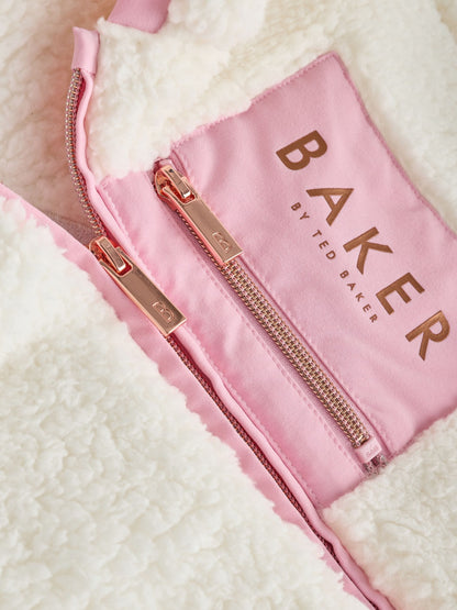 Baker by Ted Baker White Zip Through Hooded Fleece Jacket image 5