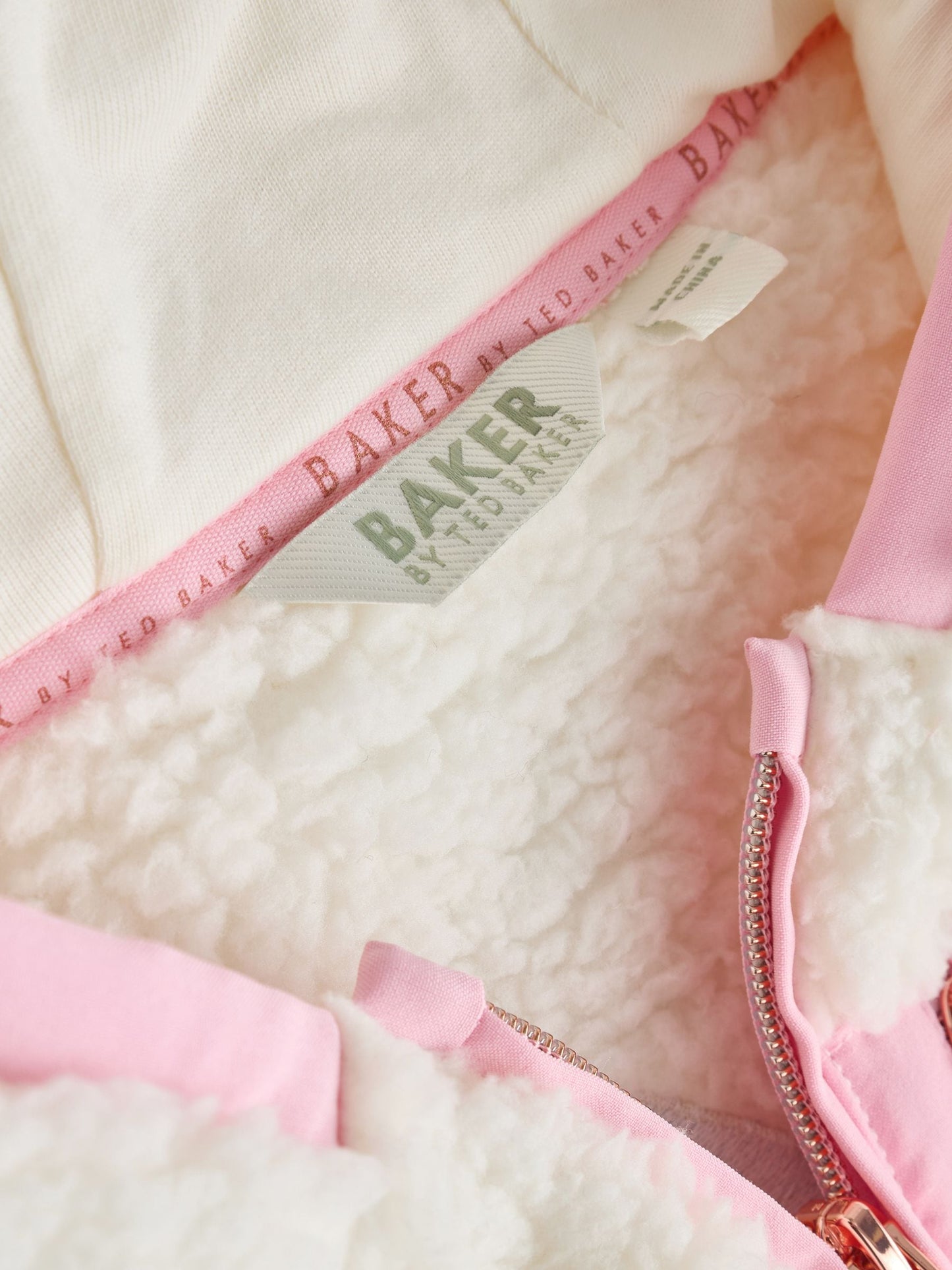 Baker by Ted Baker White Zip Through Hooded Fleece Jacket image 6
