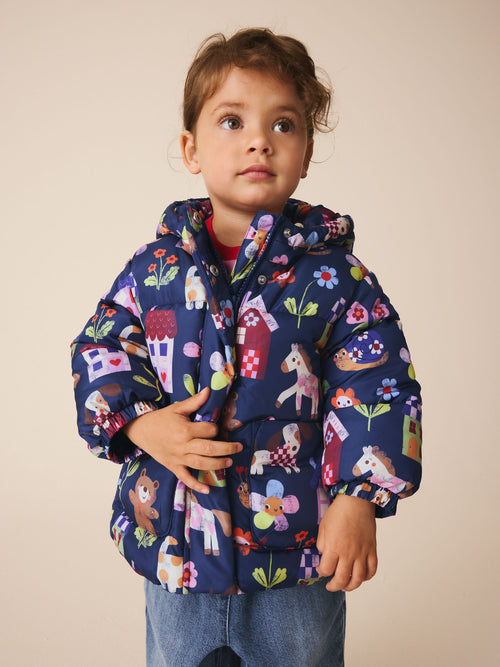 Navy Character Shower Resistant Padded Coat (3mths-7yrs) - image 1
