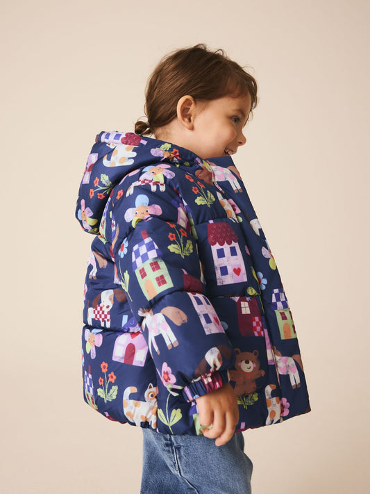 Navy Character Shower Resistant Padded Coat (3mths-7yrs) - image 2