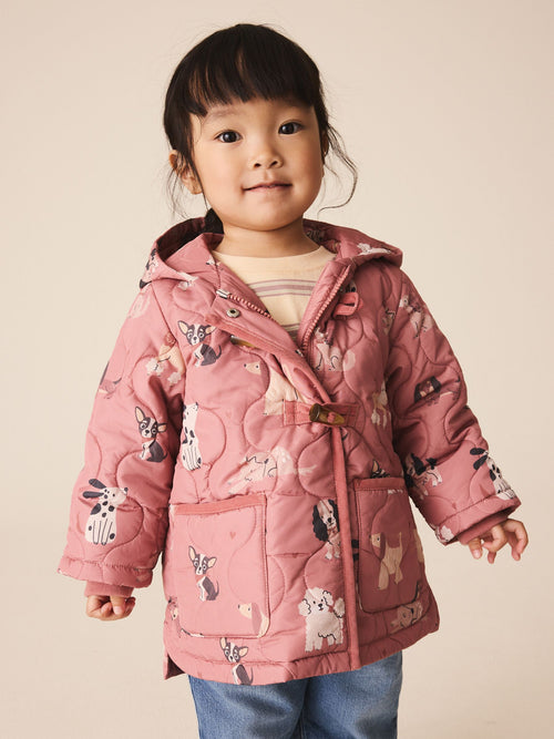 Dark Pink Dog Character Shower Resistant Duffle Coat (3mths-7yrs) - image 1