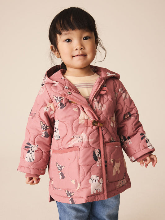 Dark Pink Dog Character Shower Resistant Duffle Coat (3mths-7yrs) - image 1