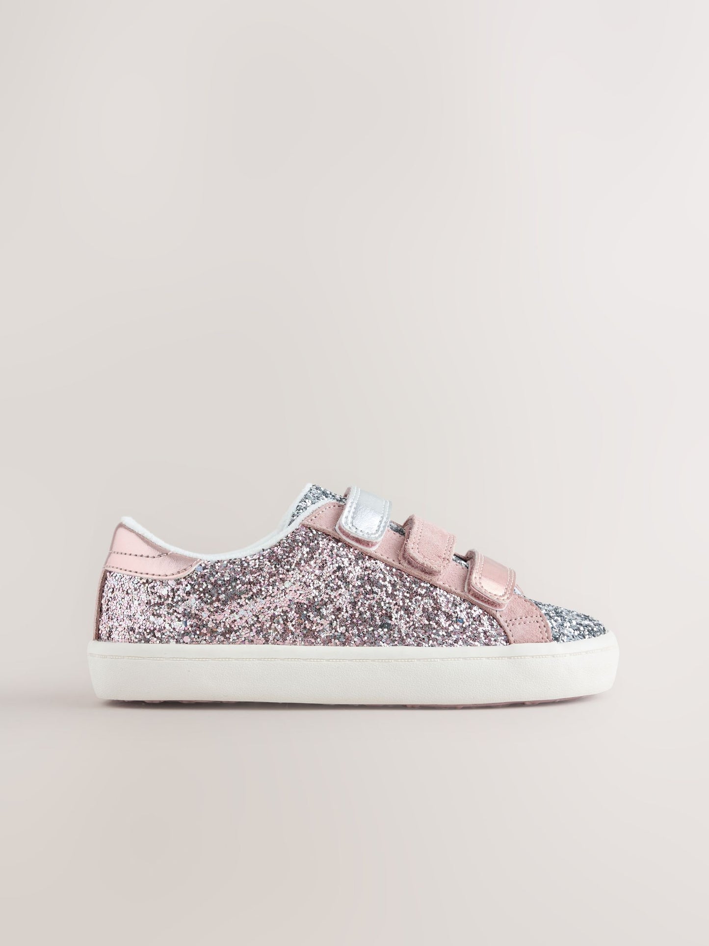 Pink Glitter Standard Fit (F) Low Top Trainers image 1