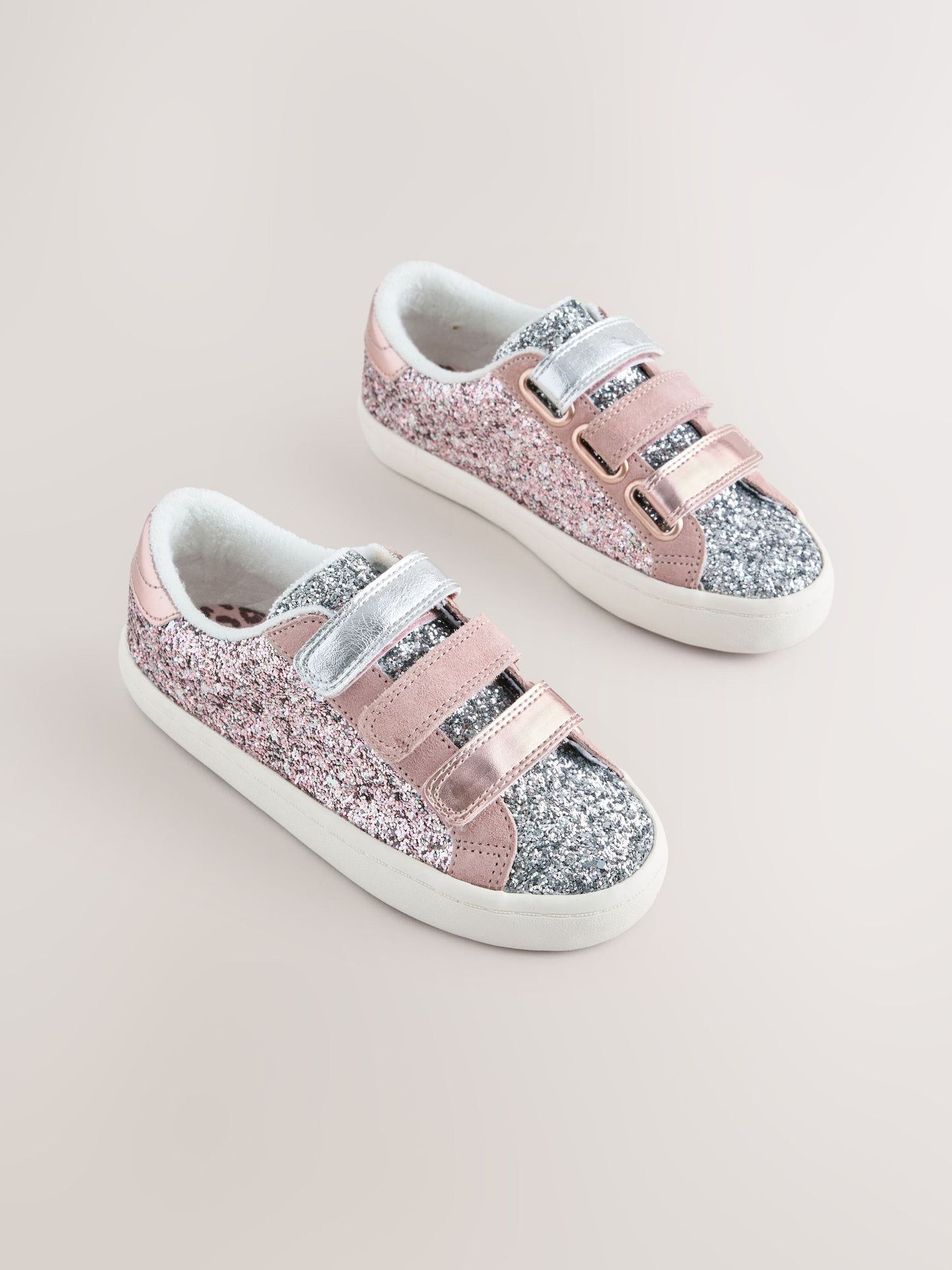 Pink Glitter Standard Fit (F) Low Top Trainers image 2