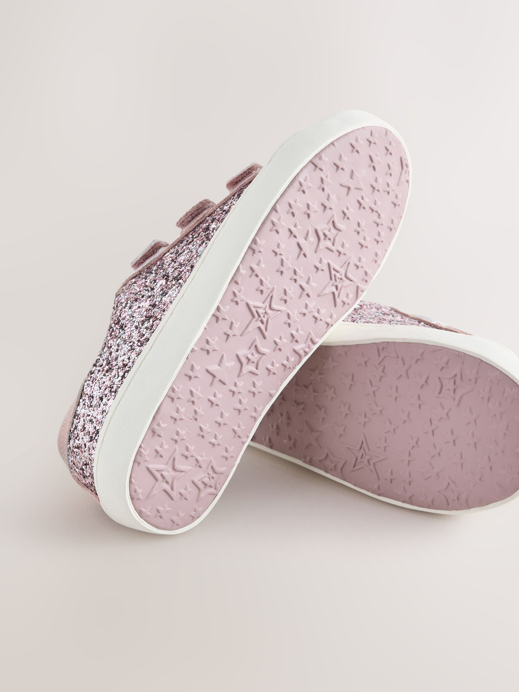 Pink Glitter Standard Fit (F) Low Top Trainers image 3