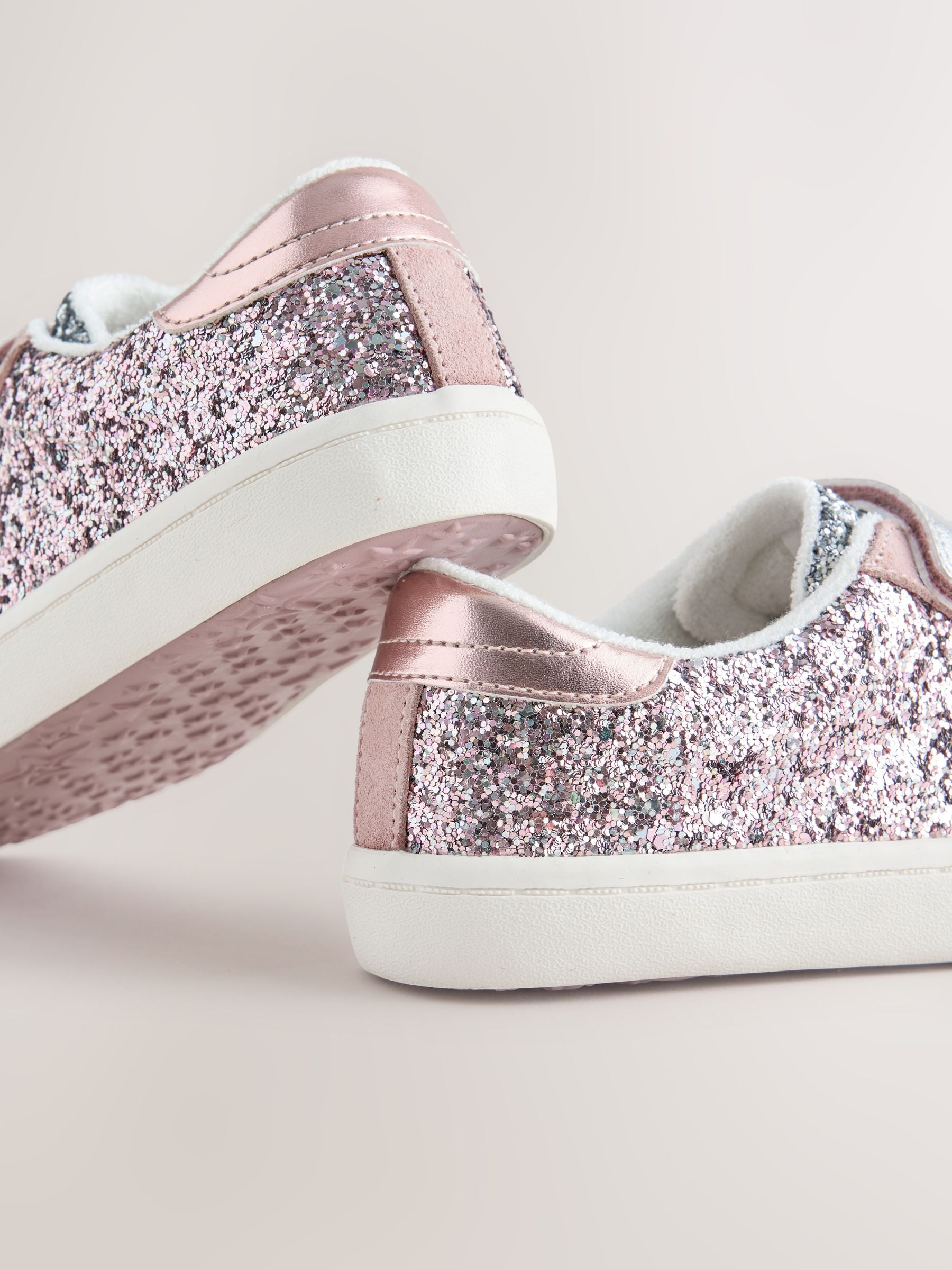 Pink Glitter Standard Fit (F) Low Top Trainers image 4