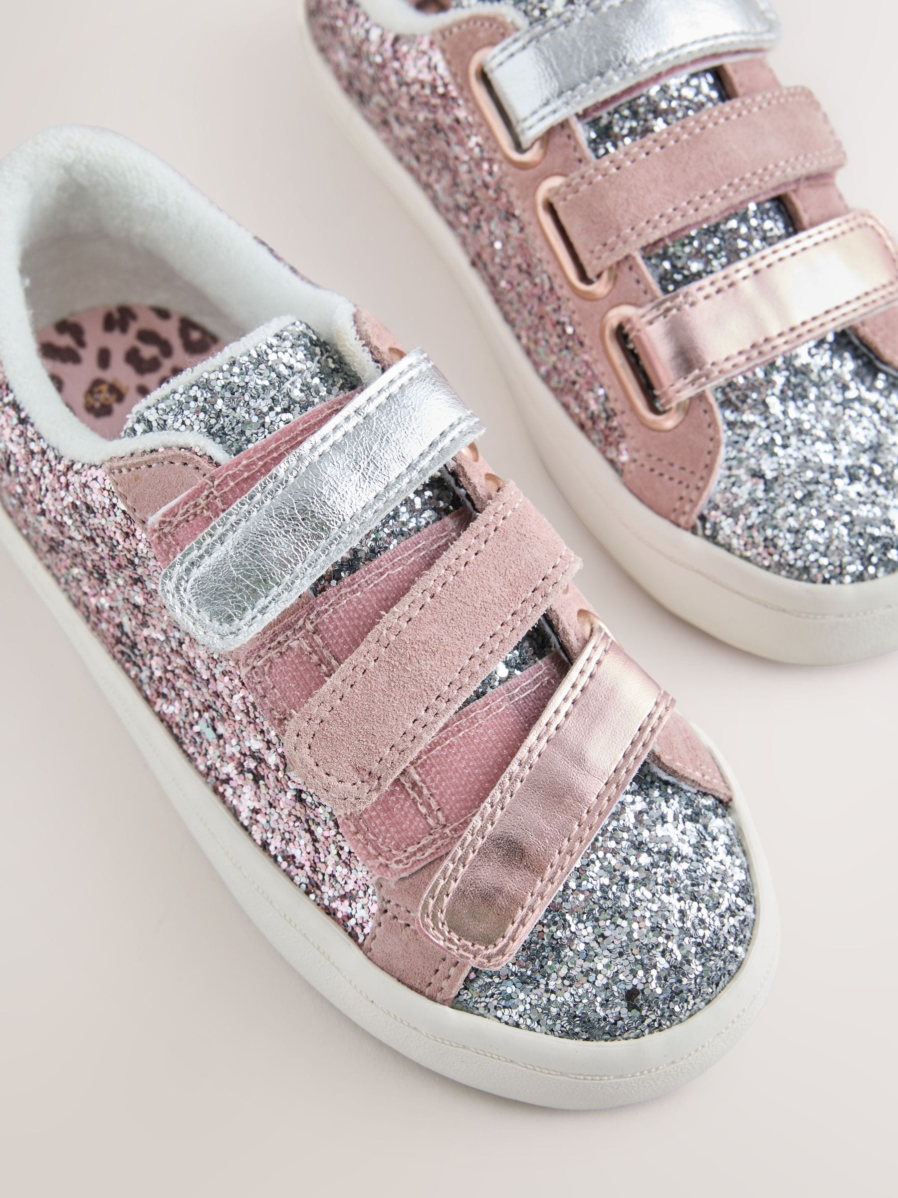 Pink Glitter Standard Fit (F) Low Top Trainers image 5