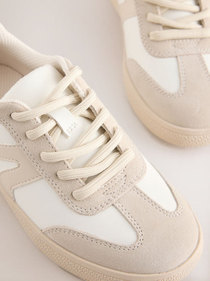 Neutral Suede Mix Standard Fit (F) Retro Trainers image 4