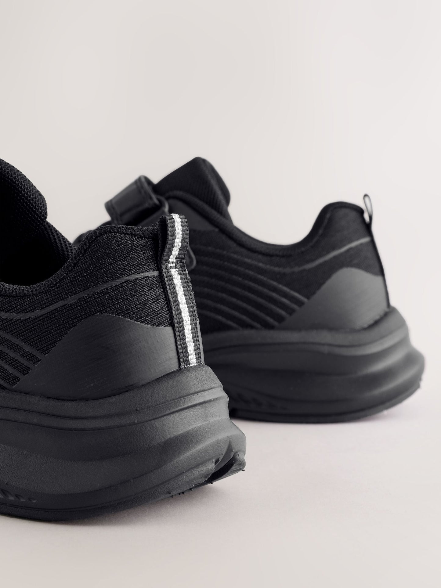 Black Standard Fit (F) Elastic Lace-Up Trainers image 3