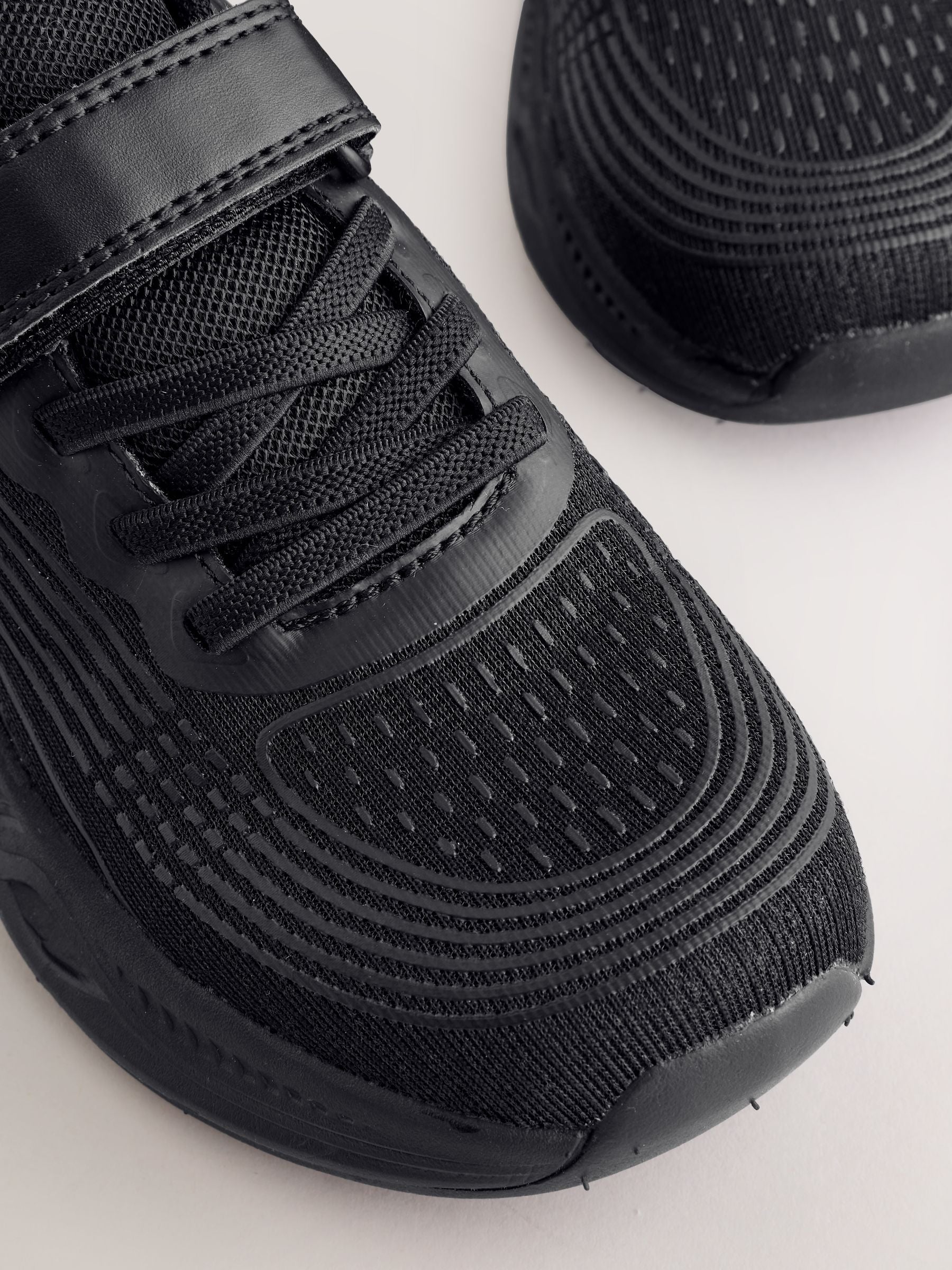 Black Standard Fit (F) Elastic Lace-Up Trainers image 4