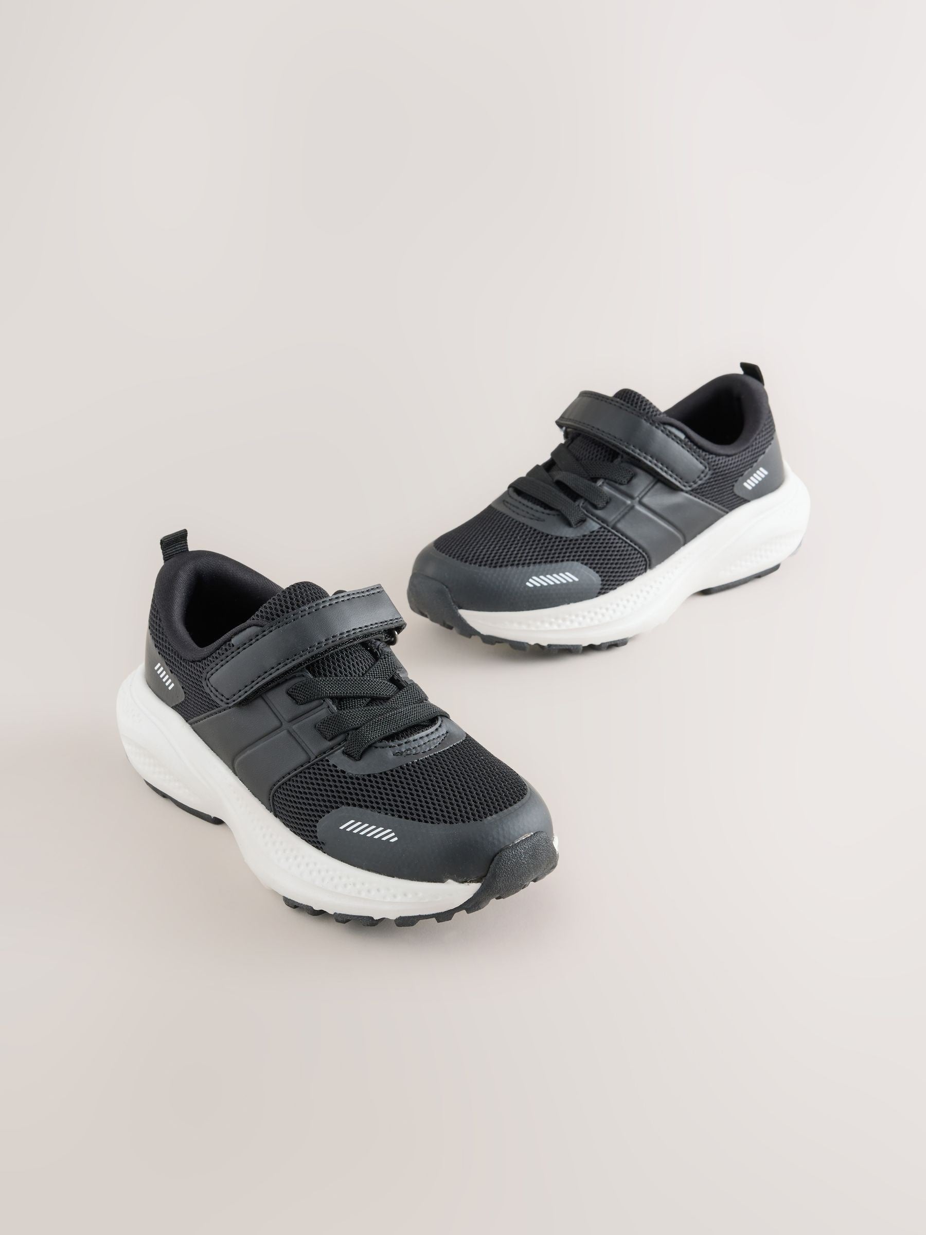 Black Lace Up Mesh Trainers image 1