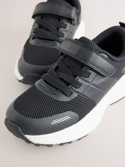 Black Lace Up Mesh Trainers image 3