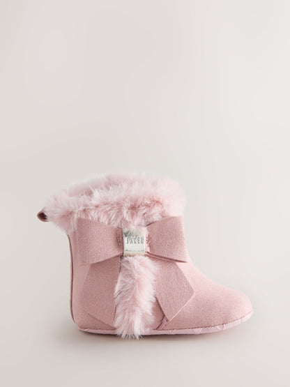 Baker by Ted Baker Pink Faux Fur Trim Padders Boots - image 1