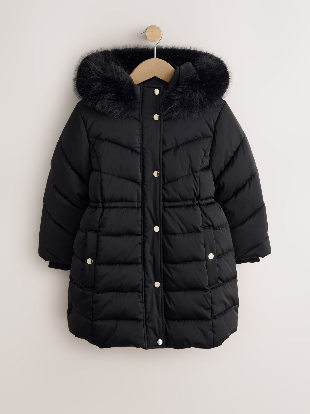 Black Shower Resistant Faux Fur Trim Padded Coat (3-16yrs) - image 5