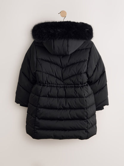 Black Shower Resistant Faux Fur Trim Padded Coat (3-16yrs) - image 7