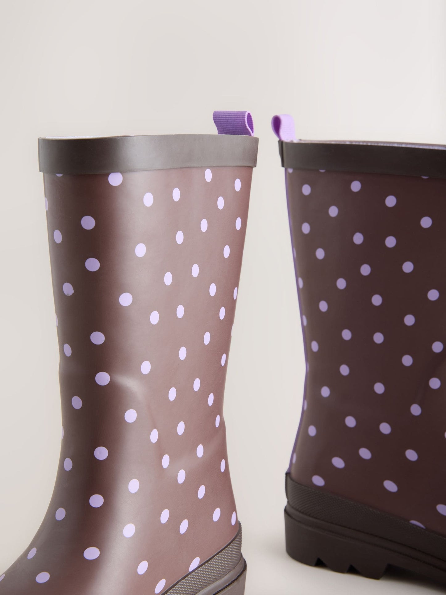 Chocolate Brown and Purple Polka Dot Standard Fit (F) Wellies image 3