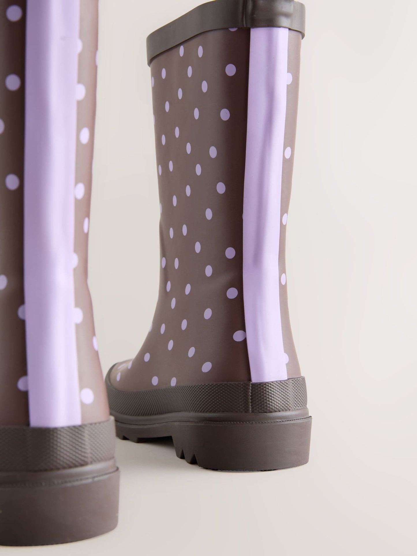 Chocolate Brown and Purple Polka Dot Standard Fit (F) Wellies image 4