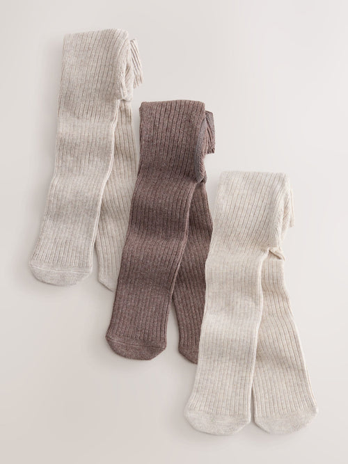 Dsiney Kidz - Brown Neutral Rib Baby Tights 3 Pack image 1