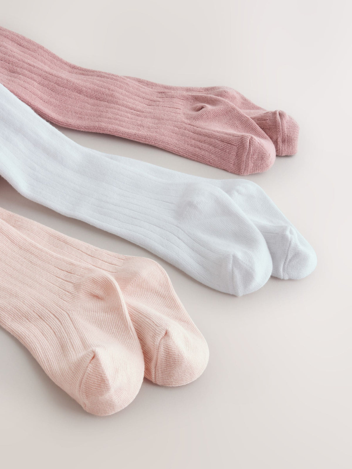 Dsiney Kidz - Pink/White Rib Baby Tights 3 Pack image 5