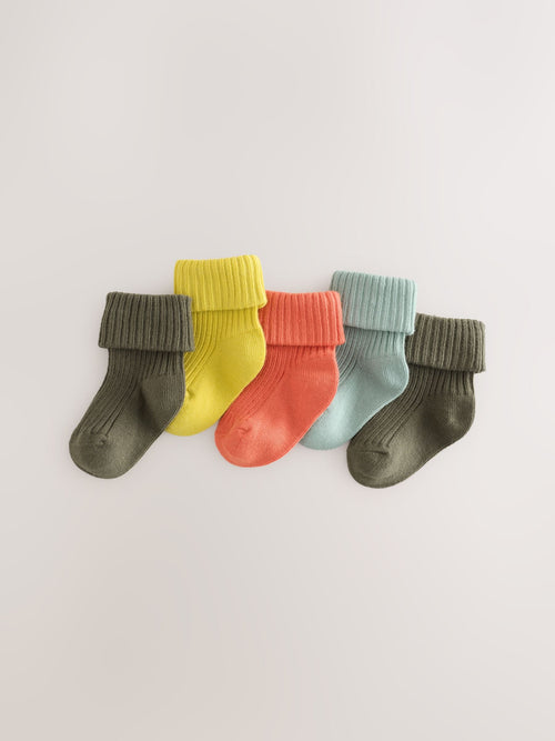 Dsiney Kidz - Autumnal Bright Roll Top Baby Socks 5 Pack image 1