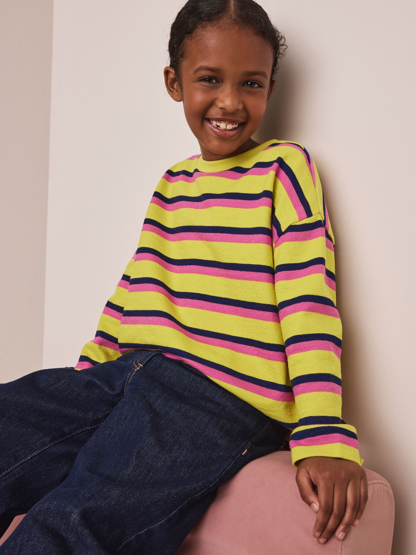 Dsiney Kidz - Yellow Stripe Textured Long Sleeve Top (3-16yrs) image 1