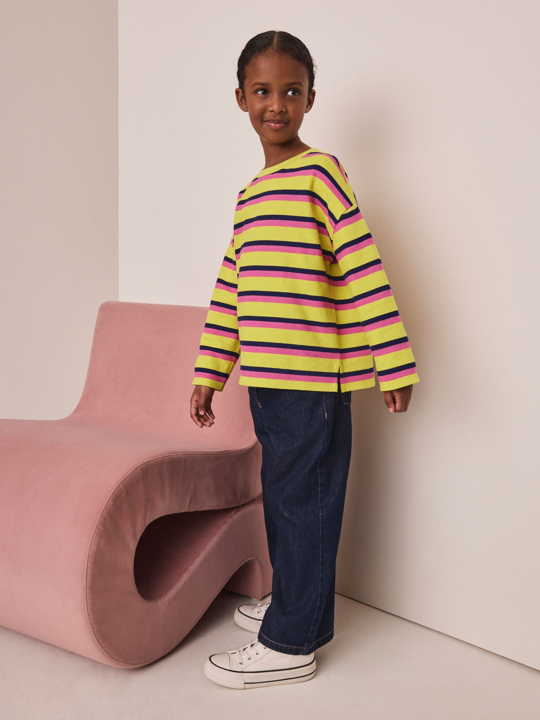 Dsiney Kidz - Yellow Stripe Textured Long Sleeve Top (3-16yrs) image 2