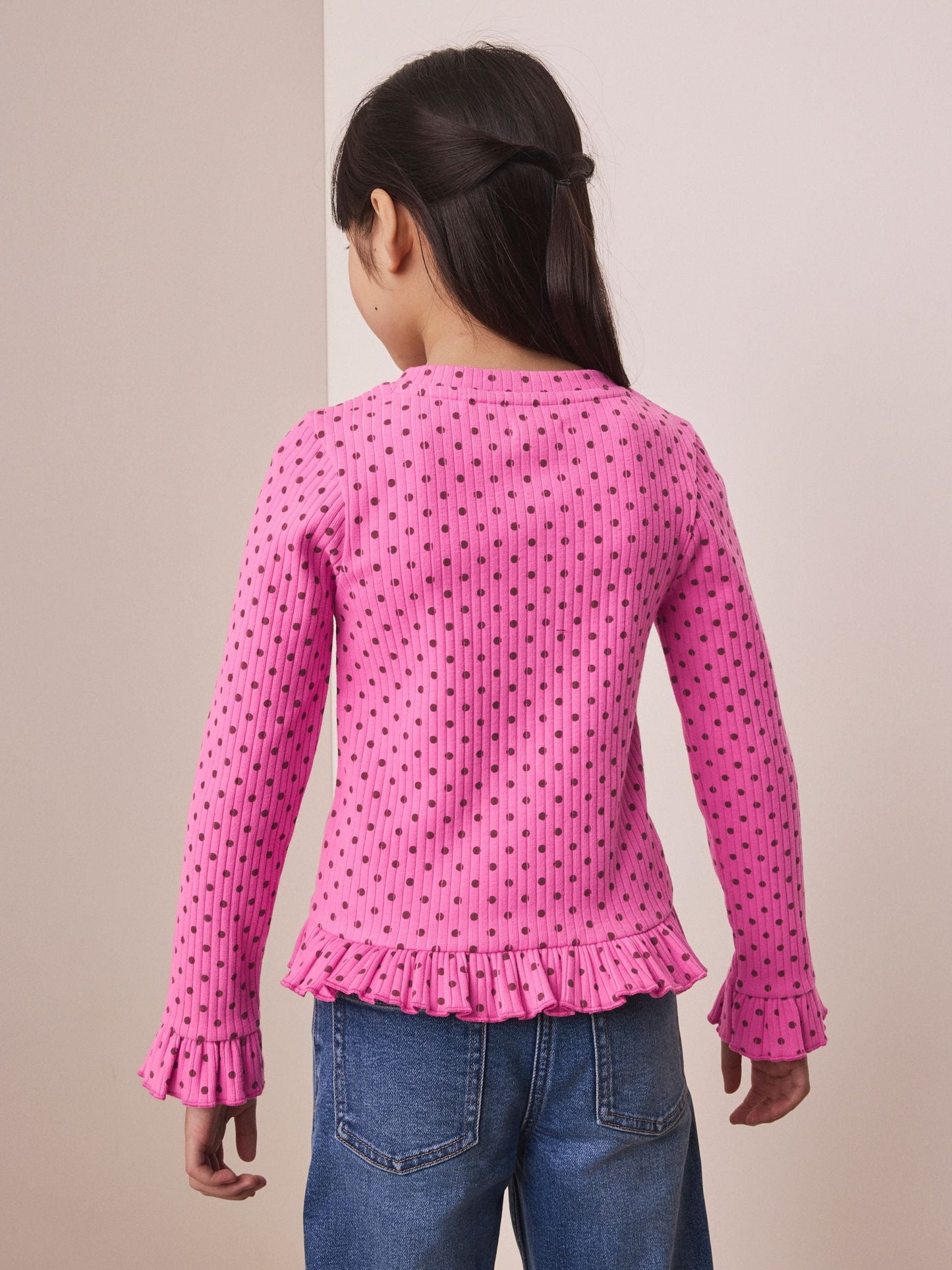 Dsiney Kidz - Pink Spot Long Sleeve Frill Cardigan (3-16yrs) image 2