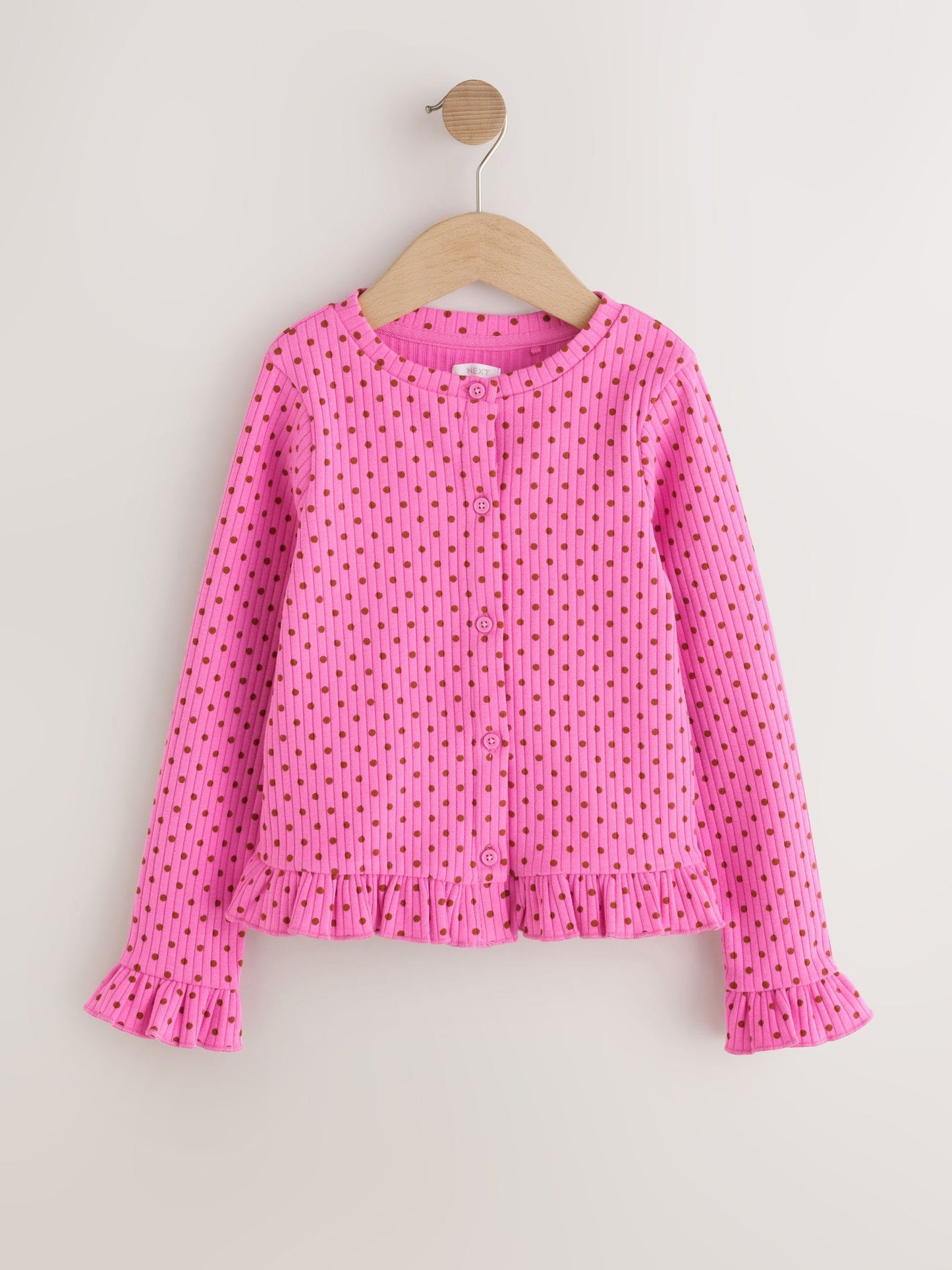 Dsiney Kidz - Pink Spot Long Sleeve Frill Cardigan (3-16yrs) image 6