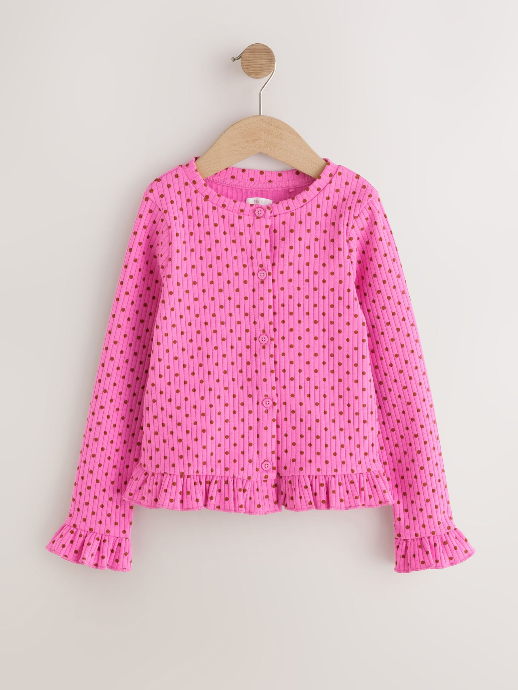 Dsiney Kidz - Pink Spot Long Sleeve Frill Cardigan (3-16yrs) image 6