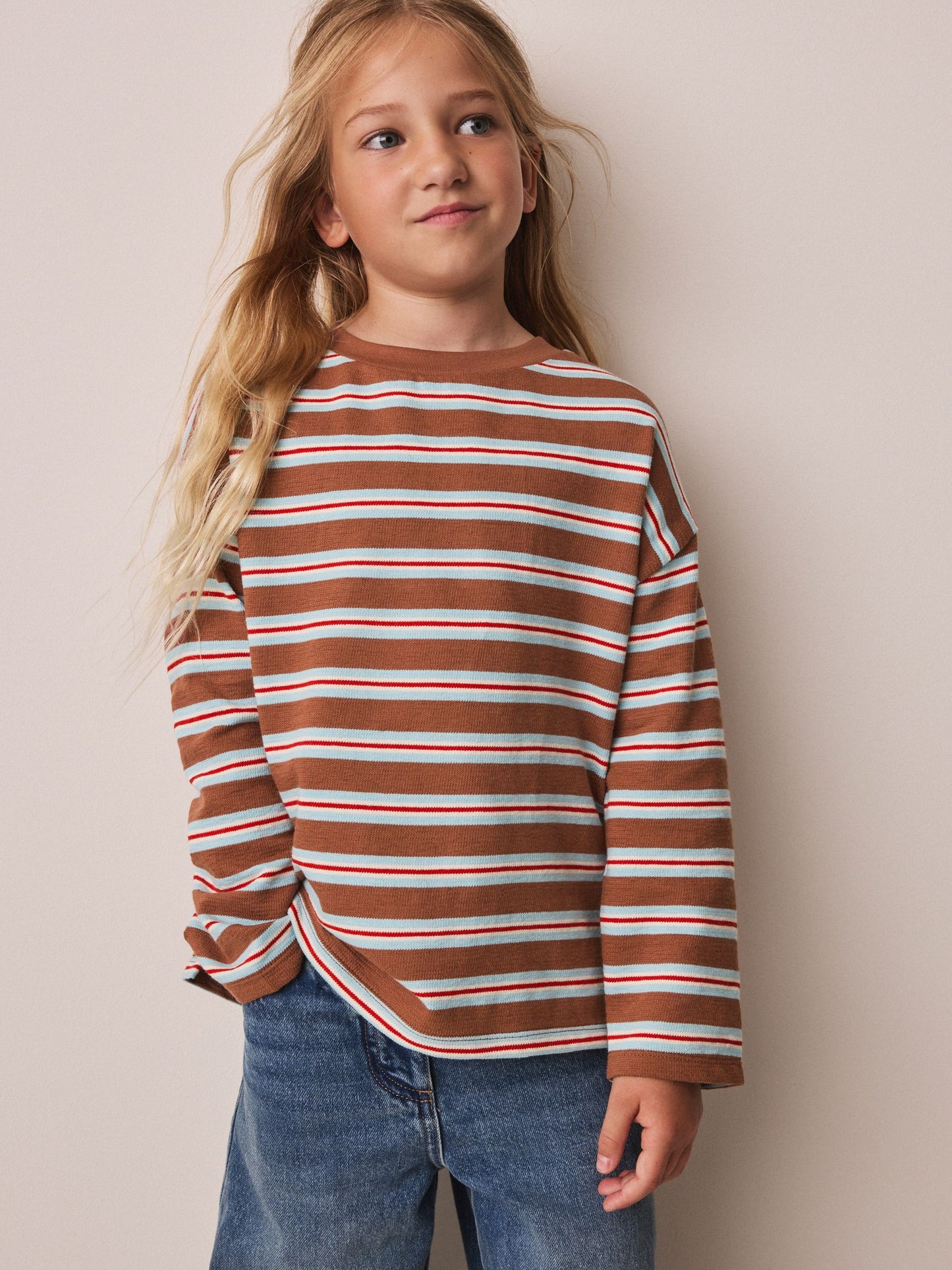 Dsiney Kidz - Brown Stripe Textured Long Sleeve Top (3-16yrs) image 1