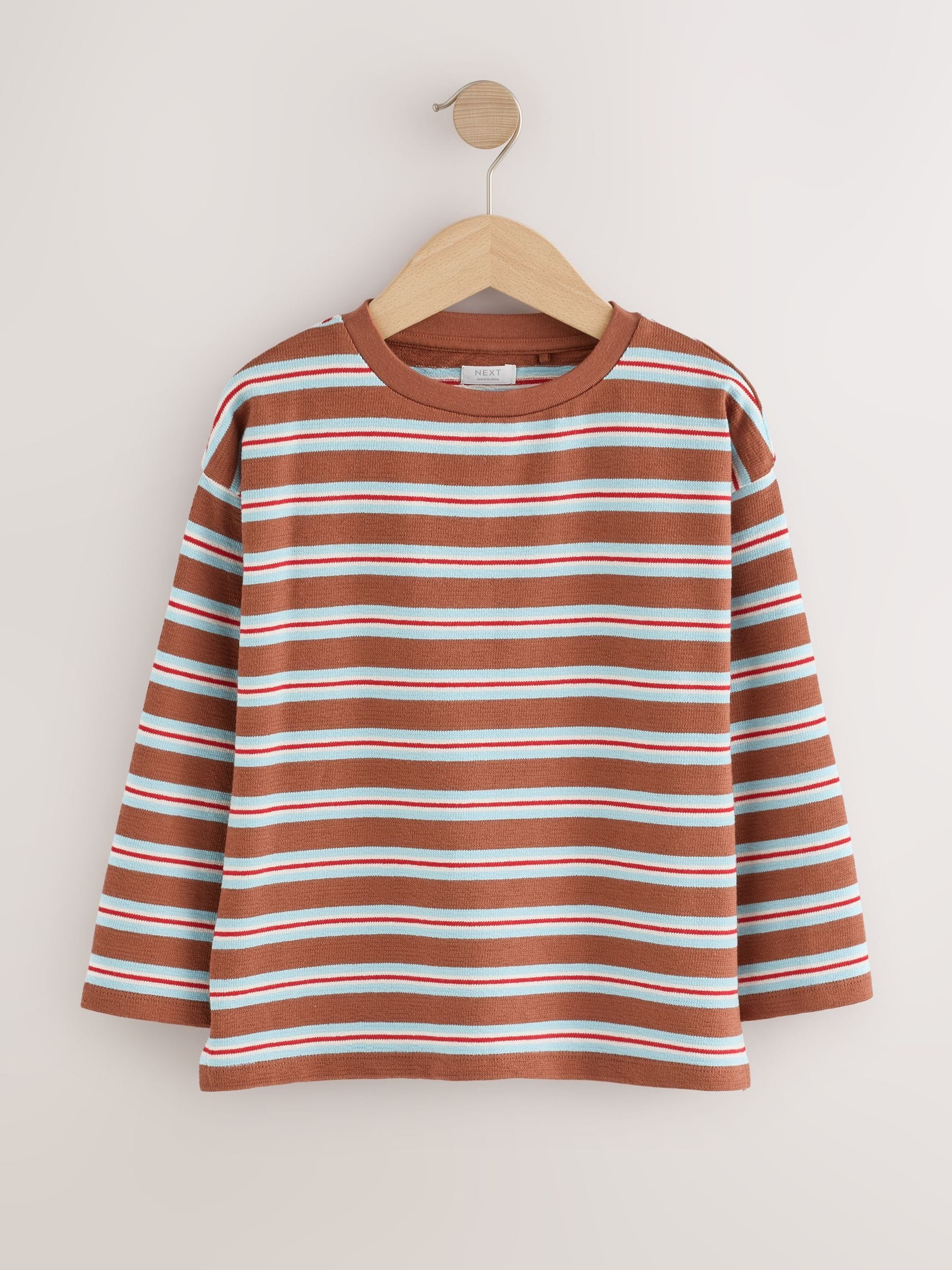 Dsiney Kidz - Brown Stripe Textured Long Sleeve Top (3-16yrs) image 5