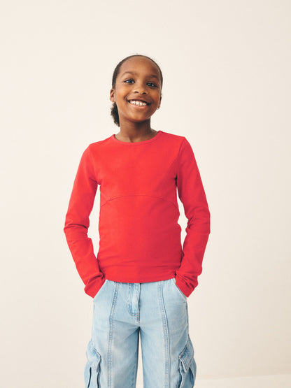 Dsiney Kidz - Red Long Sleeve Seam Detail Top (3-16yrs) image 1