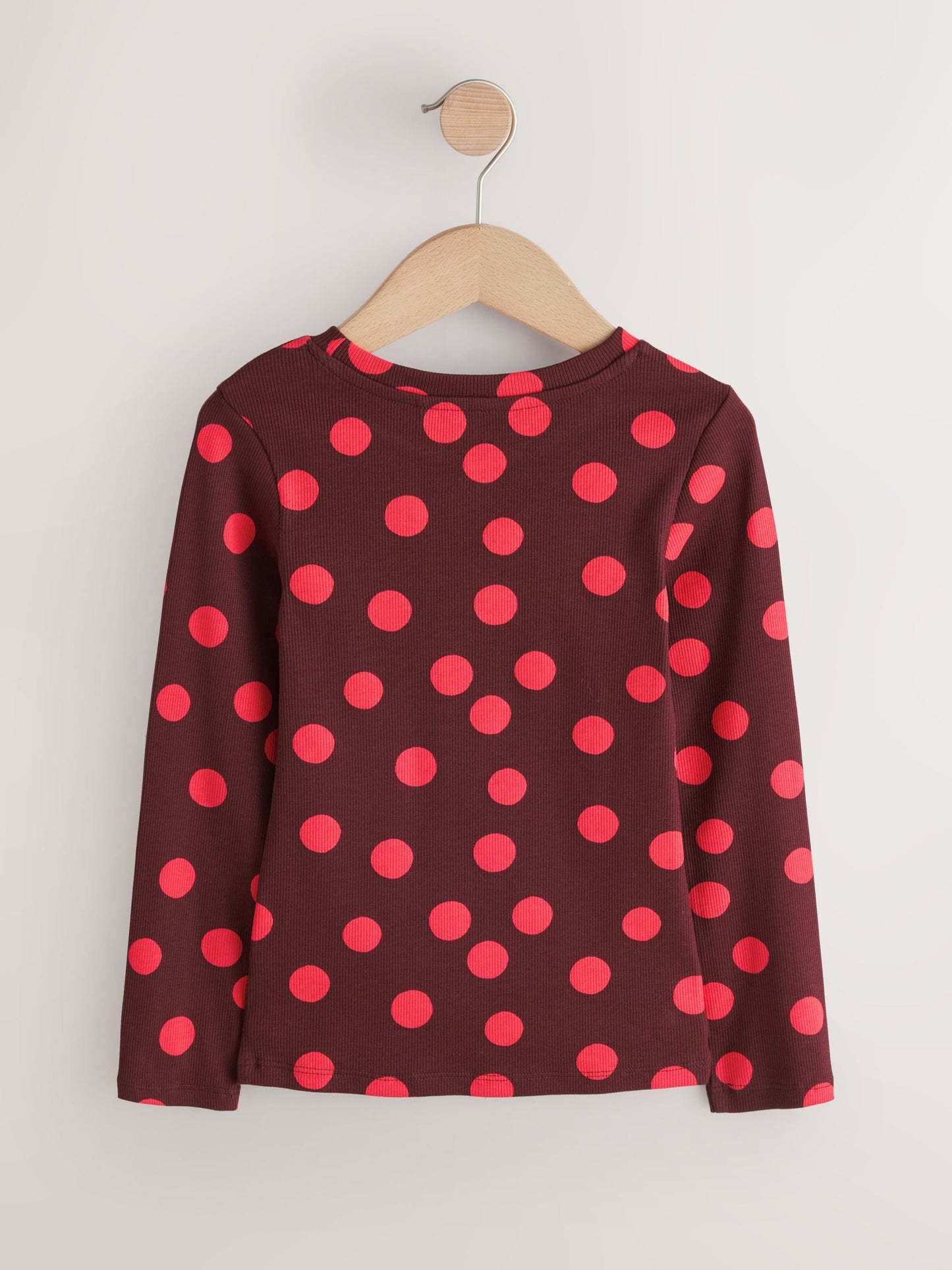 Dsiney Kidz - Chocolate Brown Spot Long Sleeve Ribbed Top (3-16yrs) image 5