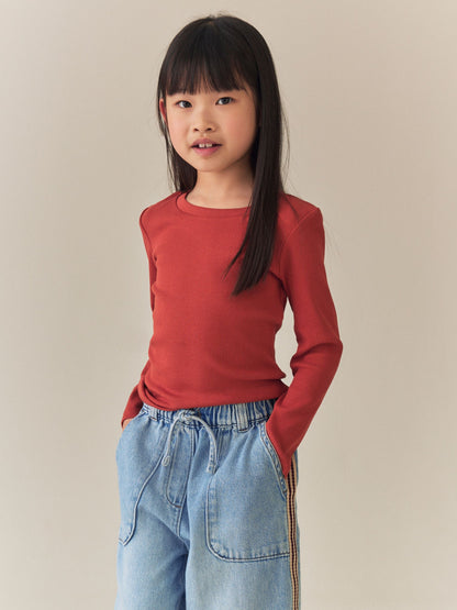 Dsiney Kidz - Rust Brown Long Sleeve Ribbed Top (3-16yrs) image 1