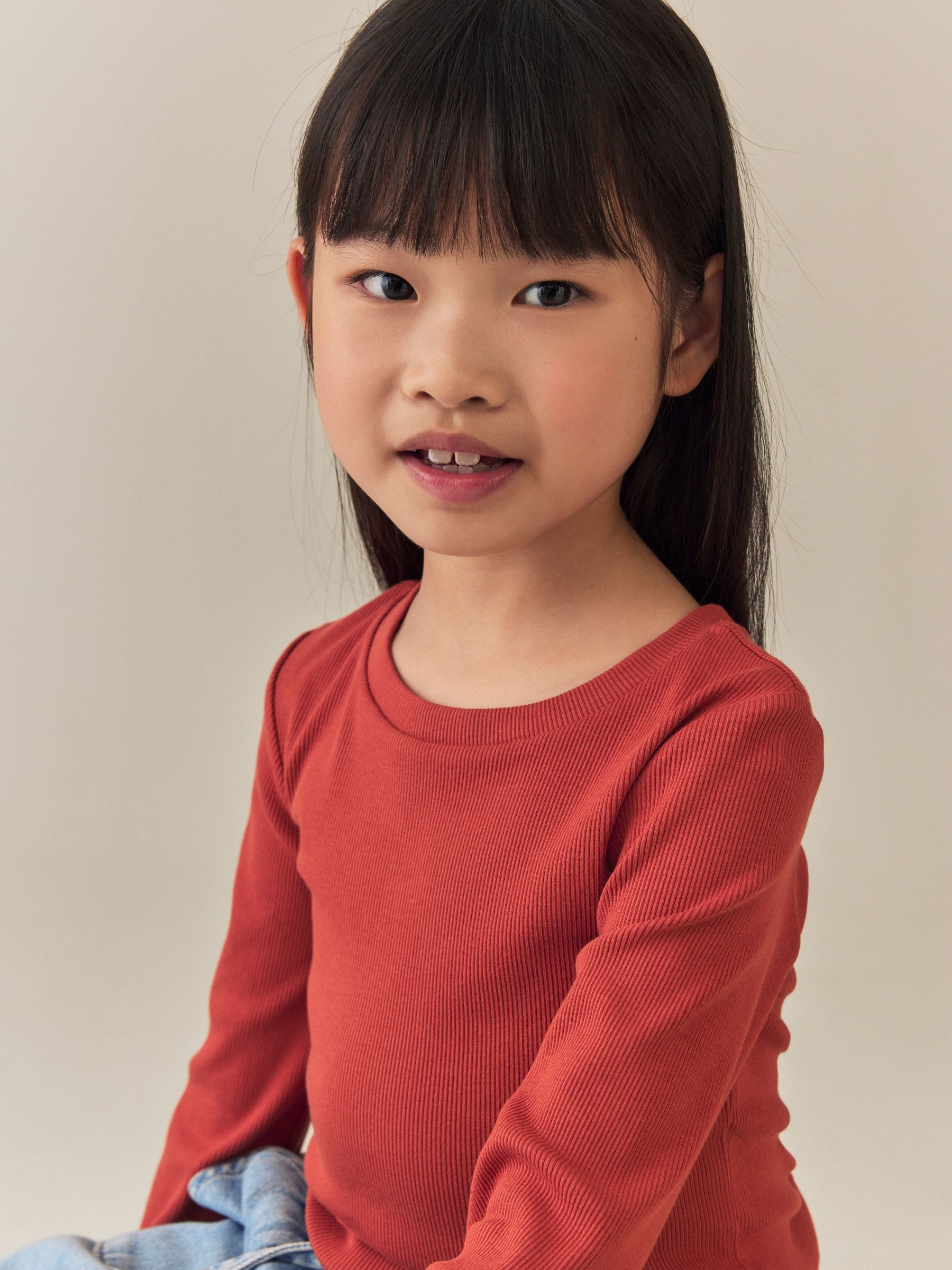 Dsiney Kidz - Rust Brown Long Sleeve Ribbed Top (3-16yrs) image 4