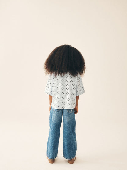 Dsiney Kidz - Light Blue Polka Dot Bow Beaded T-Shirt (3-16yrs) image 3