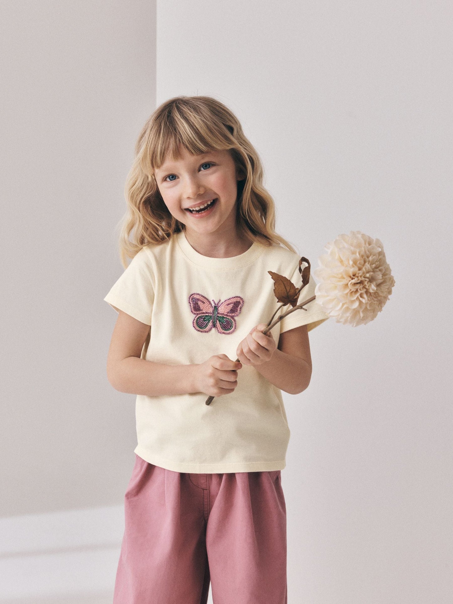 Dsiney Kidz - Ecru Butterfly Beaded T-Shirt (3-16yrs) image 4