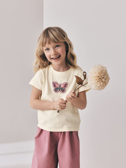 Dsiney Kidz - Ecru Butterfly Beaded T-Shirt (3-16yrs) image 4