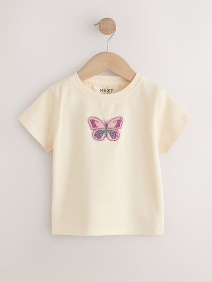 Dsiney Kidz - Ecru Butterfly Beaded T-Shirt (3-16yrs) image 5