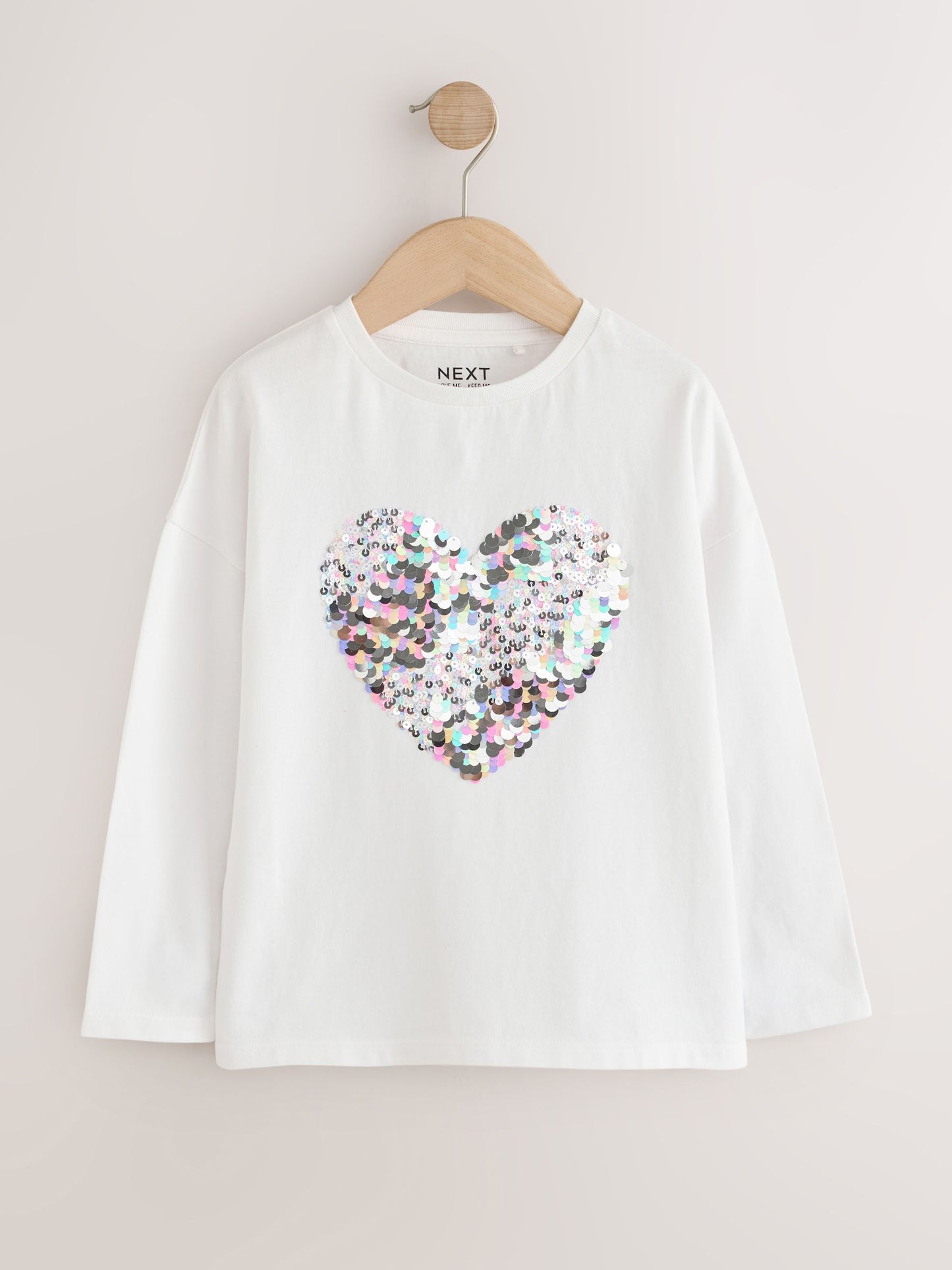 Dsiney Kidz - White Long Sleeve Sequin Heart Top (3-16yrs) image 5