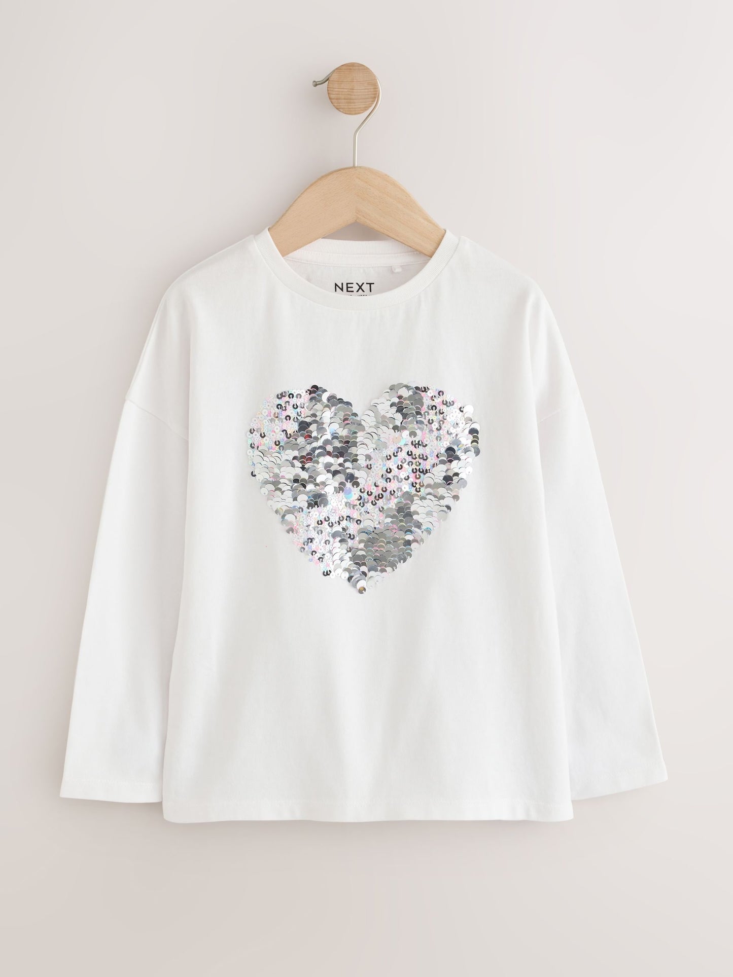 Dsiney Kidz - White Long Sleeve Sequin Heart Top (3-16yrs) image 6