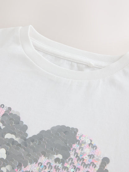 Dsiney Kidz - White Long Sleeve Sequin Heart Top (3-16yrs) image 9