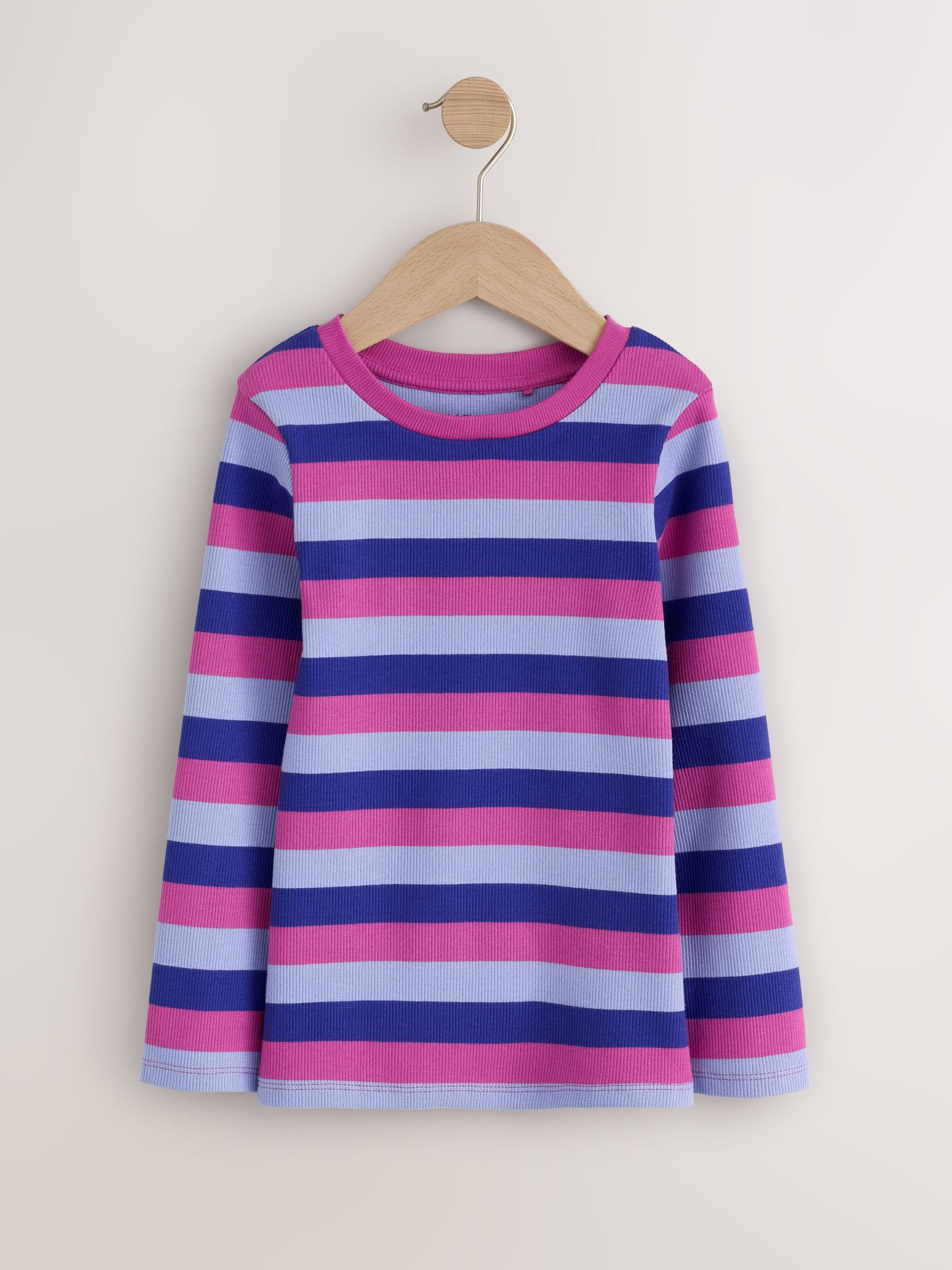 Dsiney Kidz - Navy/Pink Long Sleeve Ribbed T-Shirts 4 Pack (3-16yrs) image 5