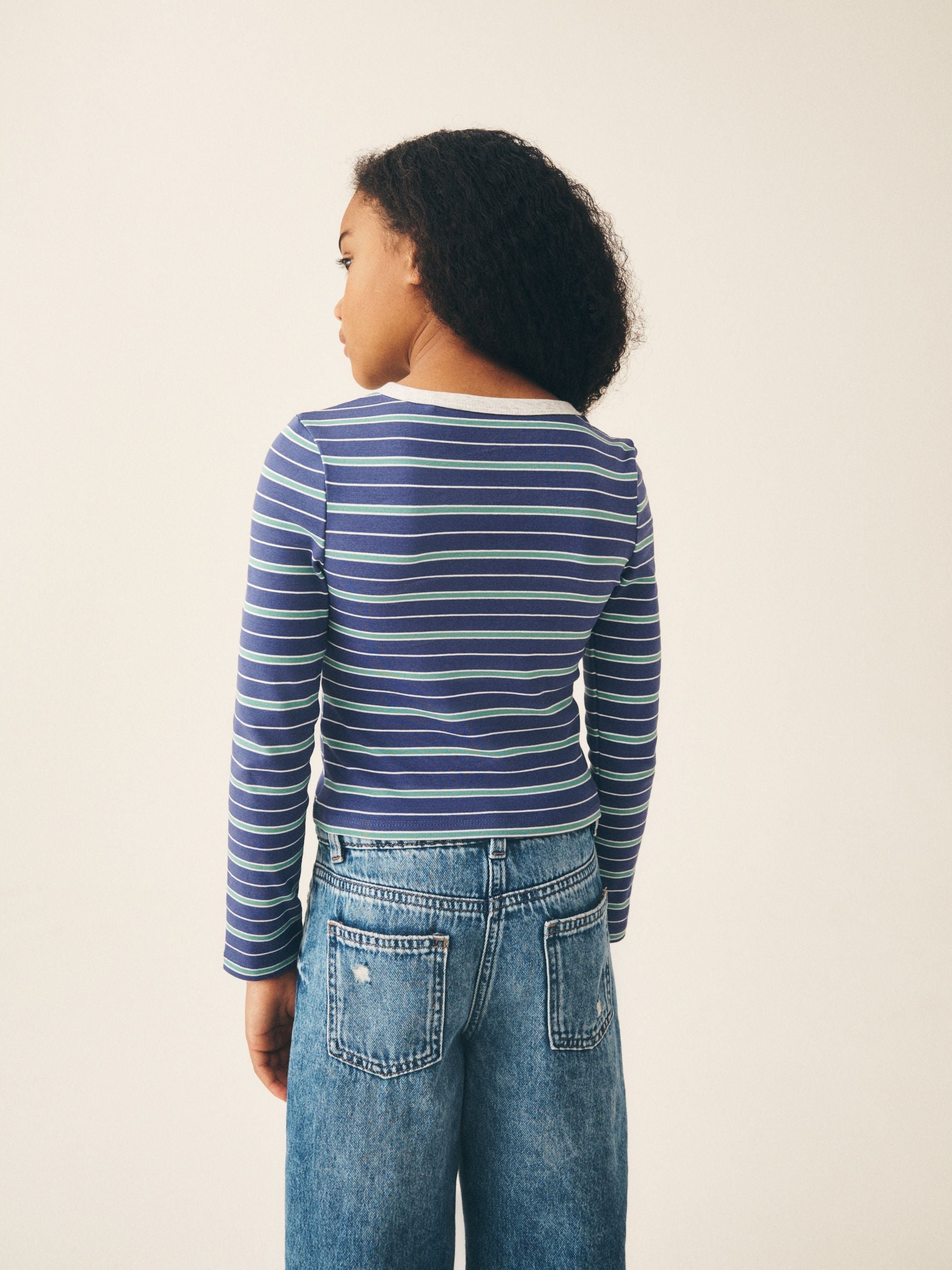 Dsiney Kidz - Grey Stripe Long Sleeve Button Tops 2 Pack (3-16yrs) image 4