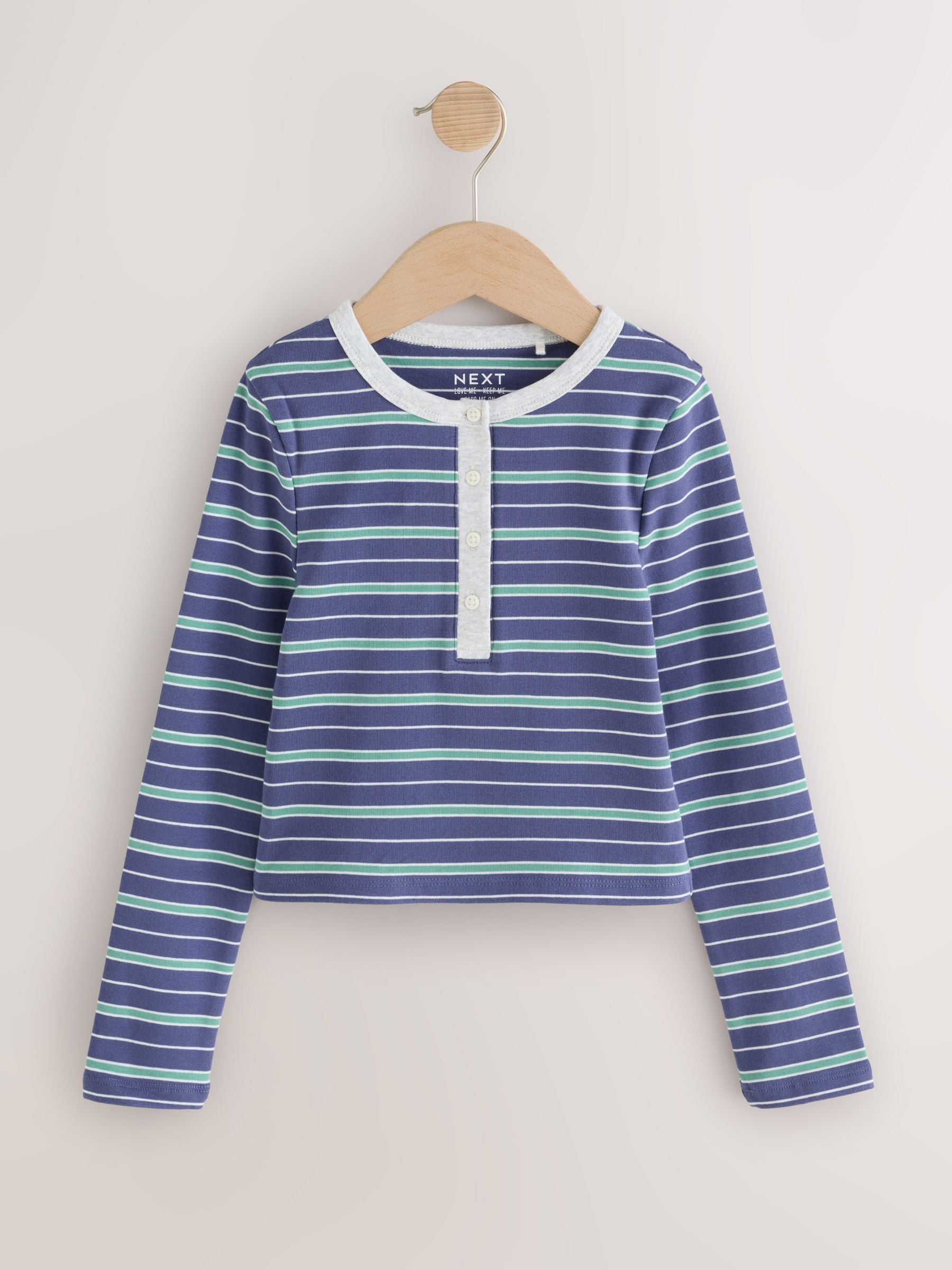 Dsiney Kidz - Grey Stripe Long Sleeve Button Tops 2 Pack (3-16yrs) image 5
